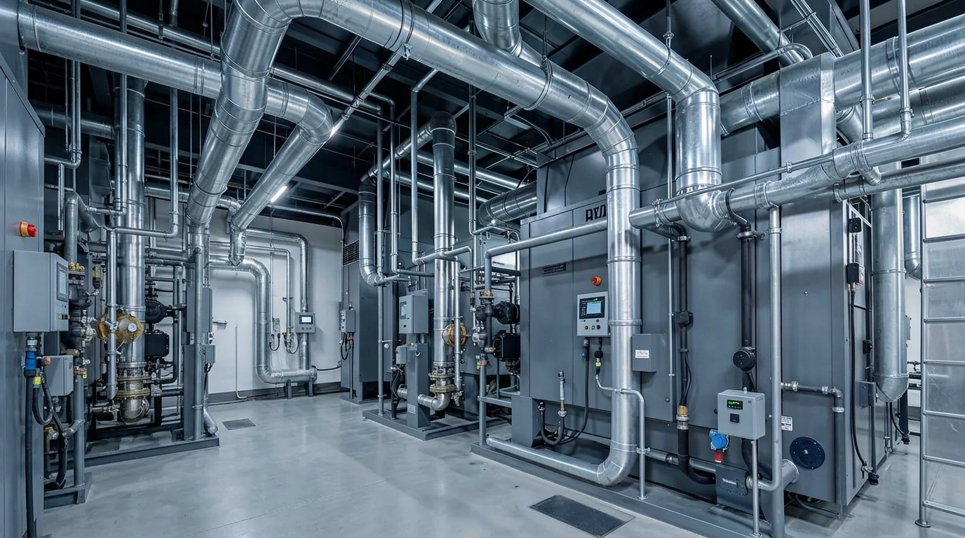 Commercial building mechanical systems, HVAC ductwork and controls