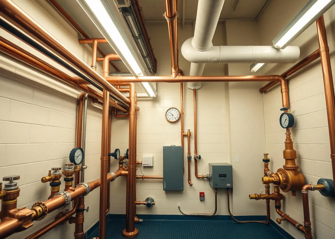 Commercial water gauges and distribution piping